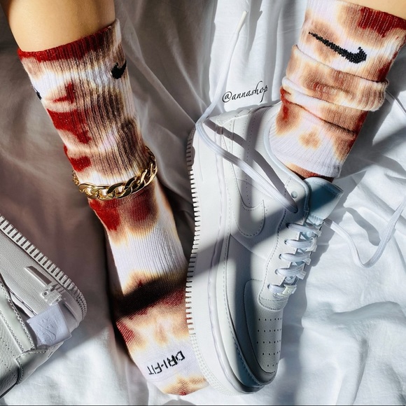 Nike Accessories - New Nike Maroon Tan Tie Dye Socks custom